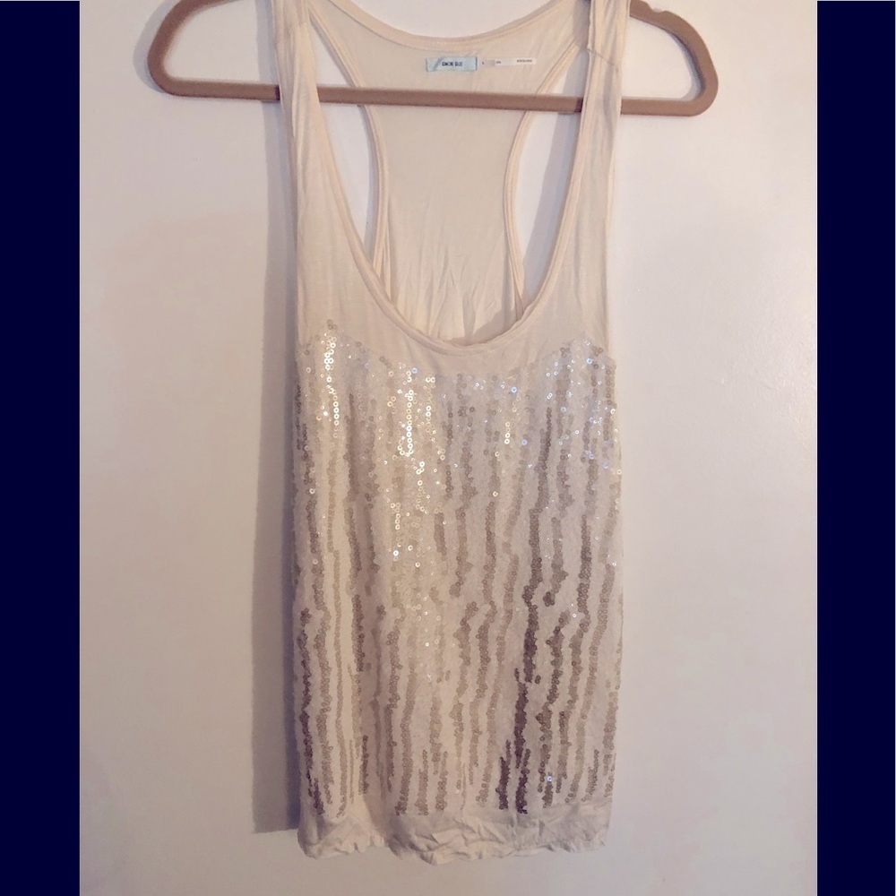 Kimchi Blue Tank top in cream color with sequins. Size L